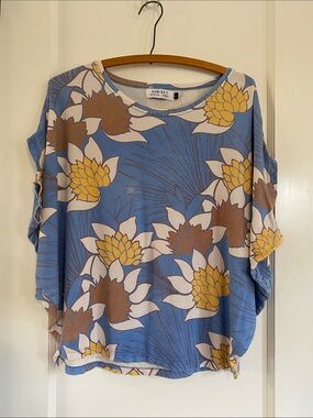 Ava Sky Blue Floral Dolman Sleeve Top